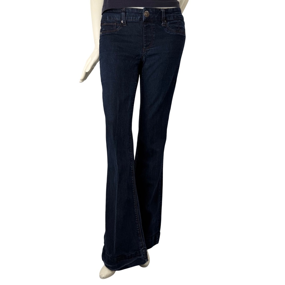 Seven7 Womens Dark Wash Low Rise Bell Bottom Flare Jeans Size 29 Retro 70s Style